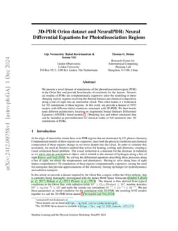 3D-PDR Orion dataset and NeuralPDR: Neural Differential Equations for
  Photodissociation Regions