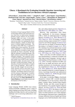 Uhura: A Benchmark for Evaluating Scientific Question Answering and
  Truthfulness in Low-Resource African Languages