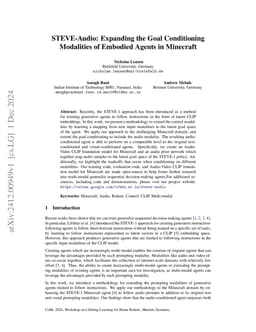 STEVE-Audio: Expanding the Goal Conditioning Modalities of Embodied
  Agents in Minecraft