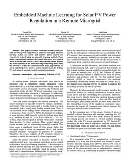 Embedded Machine Learning for Solar PV Power Regulation in a Remote
  Microgrid