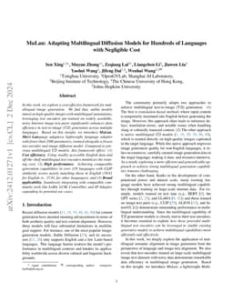 MuLan: Adapting Multilingual Diffusion Models for Hundreds of Languages
  with Negligible Cost