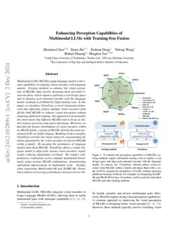 Enhancing Perception Capabilities of Multimodal LLMs with Training-Free
  Fusion