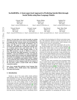 Su-RoBERTa: A Semi-supervised Approach to Predicting Suicide Risk
  through Social Media using Base Language Models