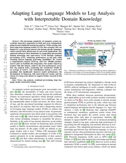 Adapting Large Language Models to Log Analysis with Interpretable Domain
  Knowledge
