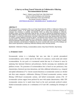 A Survey on Deep Neural Networks in Collaborative Filtering
  Recommendation Systems