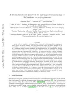 A deformation-based framework for learning solution mappings of PDEs
  defined on varying domains