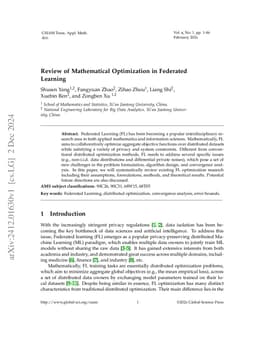 Review of Mathematical Optimization in Federated Learning