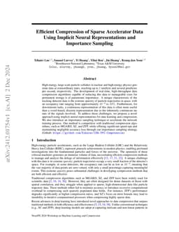 Efficient Compression of Sparse Accelerator Data Using Implicit Neural
  Representations and Importance Sampling
