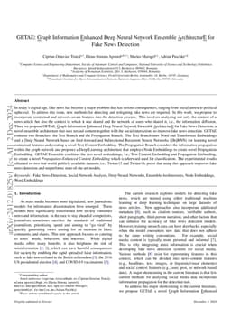 GETAE: Graph information Enhanced deep neural NeTwork ensemble
  ArchitecturE for fake news detection