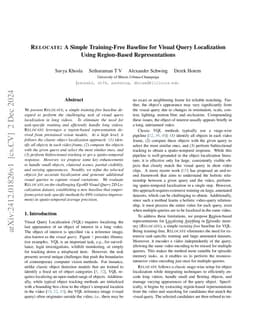RELOCATE: A Simple Training-Free Baseline for Visual Query Localization
  Using Region-Based Representations