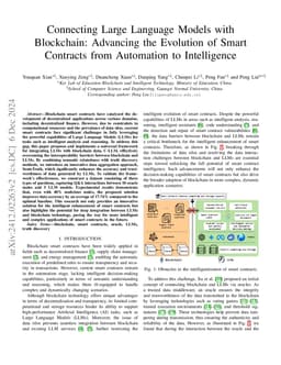 Connecting Large Language Models with Blockchain: Advancing the
  Evolution of Smart Contracts from Automation to Intelligence