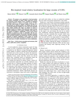 Bio-inspired visual relative localization for large swarms of UAVs