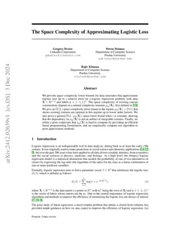 The Space Complexity of Approximating Logistic Loss