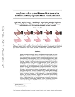 emg2pose: A Large and Diverse Benchmark for Surface Electromyographic
  Hand Pose Estimation