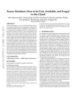 Taurus Database: How to be Fast, Available, and Frugal in the Cloud