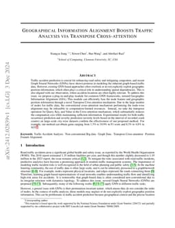 Geographical Information Alignment Boosts Traffic Analysis via Transpose
  Cross-attention