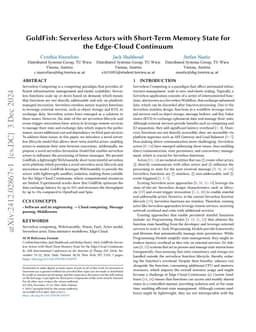 GoldFish: Serverless Actors with Short-Term Memory State for the
  Edge-Cloud Continuum