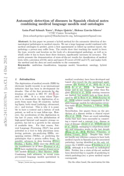 Automatic detection of diseases in Spanish clinical notes combining
  medical language models and ontologies