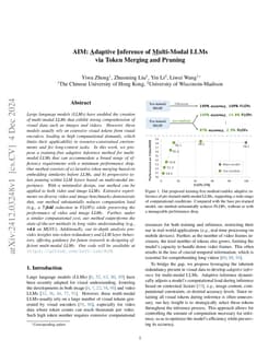 AIM: Adaptive Inference of Multi-Modal LLMs via Token Merging and
  Pruning