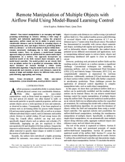 Remote Manipulation of Multiple Objects with Airflow Field Using Model-Based Learning Control