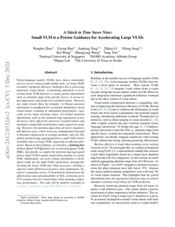 A Stitch in Time Saves Nine: Small VLM is a Precise Guidance for
  Accelerating Large VLMs
