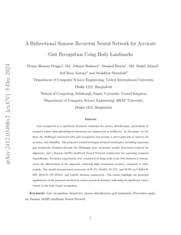 A Bidirectional Siamese Recurrent Neural Network for Accurate Gait
  Recognition Using Body Landmarks