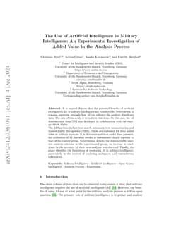 The Use of Artificial Intelligence in Military Intelligence: An
  Experimental Investigation of Added Value in the Analysis Process