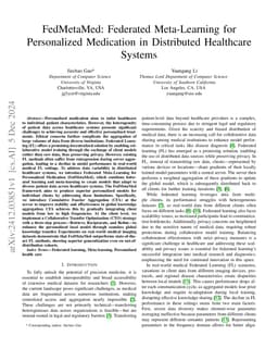 FedMetaMed: Federated Meta-Learning for Personalized Medication in
  Distributed Healthcare Systems