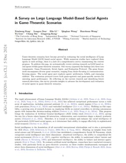 A Survey on Large Language Model-Based Social Agents in Game-Theoretic
  Scenarios
