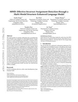 MIND: Effective Incorrect Assignment Detection through a Multi-Modal
  Structure-Enhanced Language Model