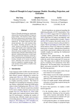 Chain-of-Thought in Large Language Models: Decoding, Projection, and
  Activation