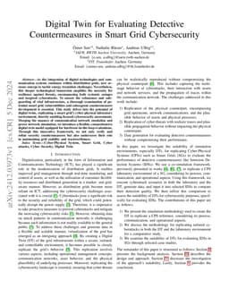 Digital Twin for Evaluating Detective Countermeasures in Smart Grid
  Cybersecurity