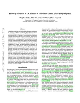 Hostility Detection in UK Politics: A Dataset on Online Abuse Targeting
  MPs