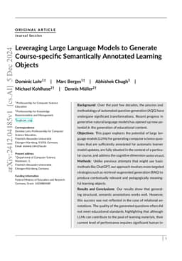 Leveraging Large Language Models to Generate Course-specific
  Semantically Annotated Learning Objects
