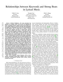 Relationships between Keywords and Strong Beats in Lyrical Music