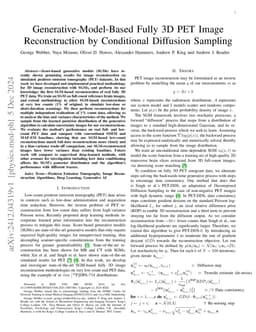 Generative-Model-Based Fully 3D PET Image Reconstruction by Conditional
  Diffusion Sampling
