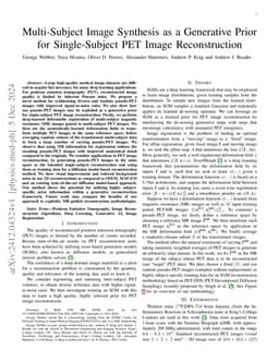 Multi-Subject Image Synthesis as a Generative Prior for Single-Subject
  PET Image Reconstruction