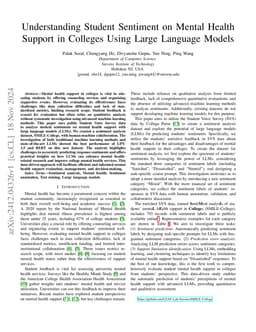 Understanding Student Sentiment on Mental Health Support in Colleges
  Using Large Language Models