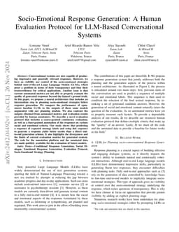 Socio-Emotional Response Generation: A Human Evaluation Protocol for
  LLM-Based Conversational Systems
