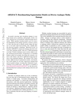 ARTeFACT: Benchmarking Segmentation Models on Diverse Analogue Media
  Damage
