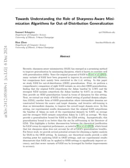 Towards Understanding the Role of Sharpness-Aware Minimization
  Algorithms for Out-of-Distribution Generalization
