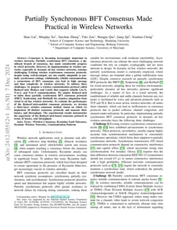 Partially Synchronous BFT Consensus Made Practical in Wireless Networks