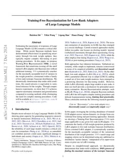 Training-Free Bayesianization for Low-Rank Adapters of Large Language
  Models