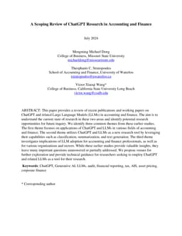 A Scoping Review of ChatGPT Research in Accounting and Finance