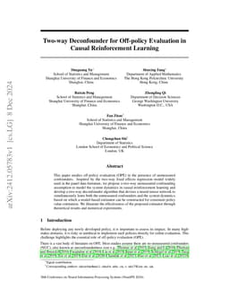 Two-way Deconfounder for Off-policy Evaluation in Causal Reinforcement
  Learning