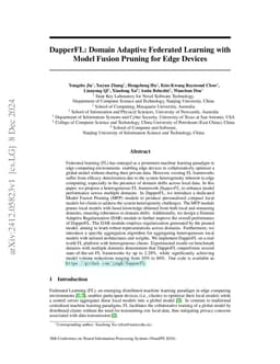 DapperFL: Domain Adaptive Federated Learning with Model Fusion Pruning
  for Edge Devices