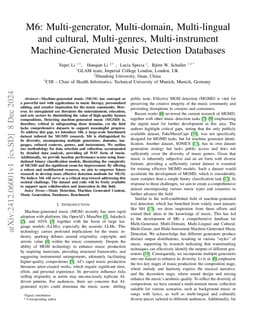 M6: Multi-generator, Multi-domain, Multi-lingual and cultural,
  Multi-genres, Multi-instrument Machine-Generated Music Detection Databases