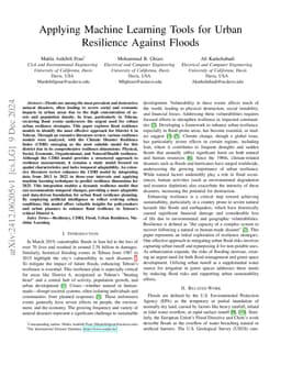 Applying Machine Learning Tools for Urban Resilience Against Floods