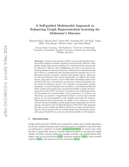 A Self-guided Multimodal Approach to Enhancing Graph Representation
  Learning for Alzheimer's Diseases