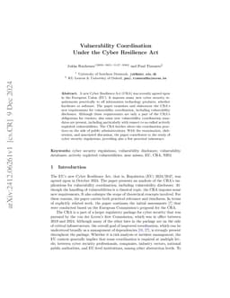 Vulnerability Coordination Under the Cyber Resilience Act